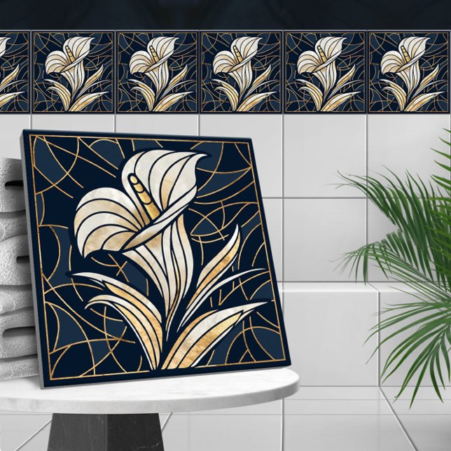 Luxury Calla Lily Pearl och Guld Kakelplatta (Skapare uppladdad)