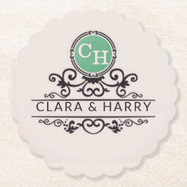 Luxury Calligraphic Elegant Monogram Minimal Underlägg Papper