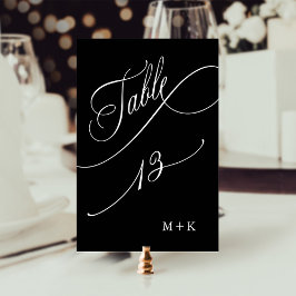 Luxury Calligraphy Bröllop Number 13, Black Bordsnummer