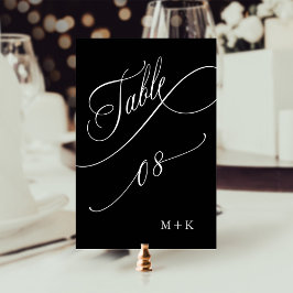 Luxury Calligraphy Bröllop Number 8, Black Bordsnummer