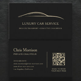 Luxury Car Service QR Code Black & Gold Visitkort