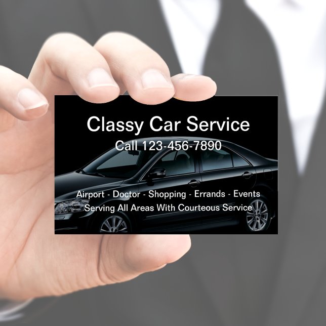 Luxury Car Taxi Service Visitkort (Classy Car Service Business Cards by CustomBusinessTemplates)