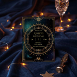 Luxury Celestial Birthday Invitation – Midnight Inbjudningar