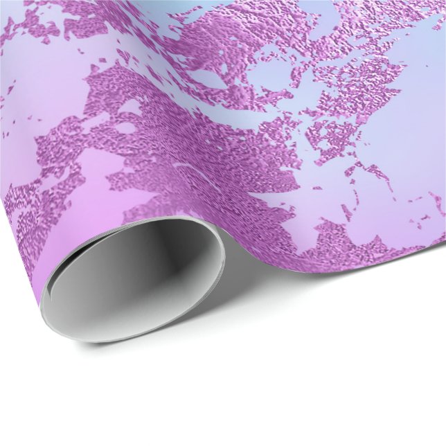 Luxury Celestial Blue Rosa Lila Marble Presentpapper (Rullad Hörn)