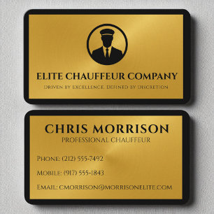 Luxury Chauffeur Elegant Guld Black Editable Logot Visitkort