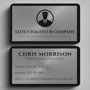 Luxury Chauffeur Elegant Silver Editable Logotyp Visitkort