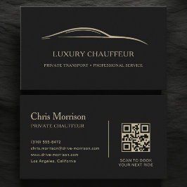 Luxury Chauffeur QR Code Black & Gold Visitkort