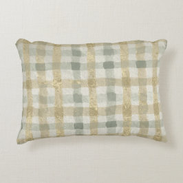 Luxury Checked, Gold Grey Beigi Pattern Prydnadskudde