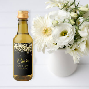 Luxury Cheers Mini Sparkling Vin Label Guld Black Vinetikett