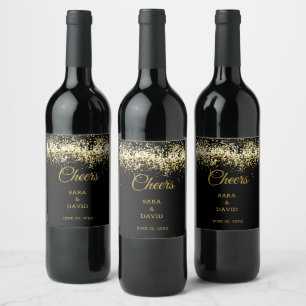 Luxury Cheers Vin-etikett Guld Black Vinflaska Etikett