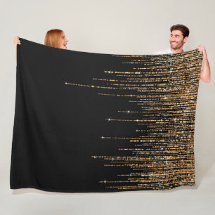 Luxury Chic Black Guld Sparkly Glitter Fringe Fleecefilt
