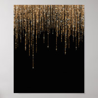 Luxury Chic Black Guld Sparkly Glitter Fringe