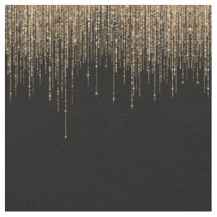Luxury Chic Black Guld Sparkly Glitter Fringe Tyg