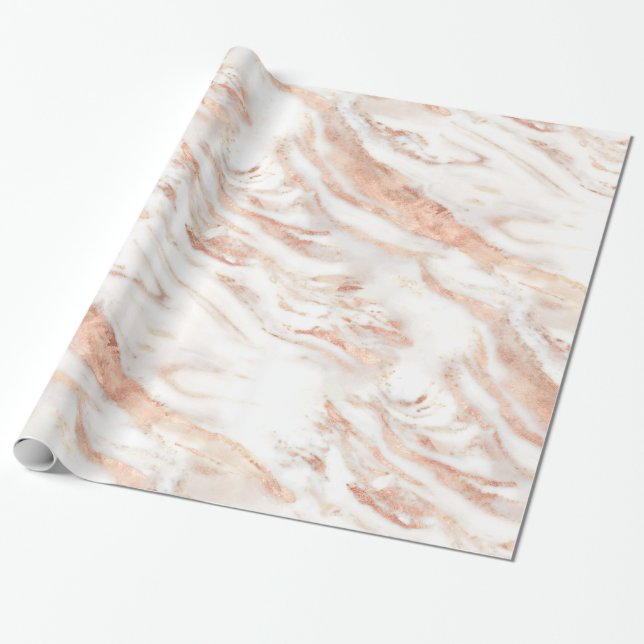 Luxury Chic Copper Ro Gold Foil Marble Presentpapper (Utrullad)