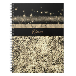 Luxury Chic Guld Glitter Namnteckning Monogram Anteckningsbok