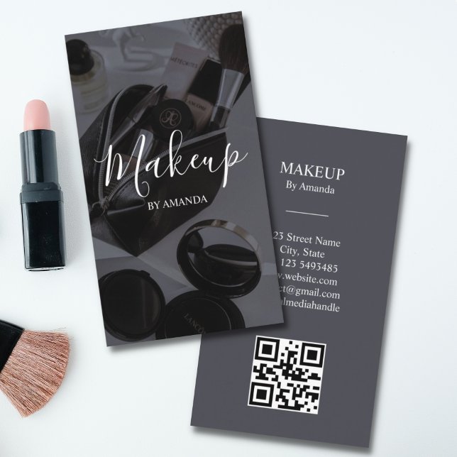 Luxury Chic Makeup Artist Beauty Salon QR-kod Visitkort (Skapare uppladdad)