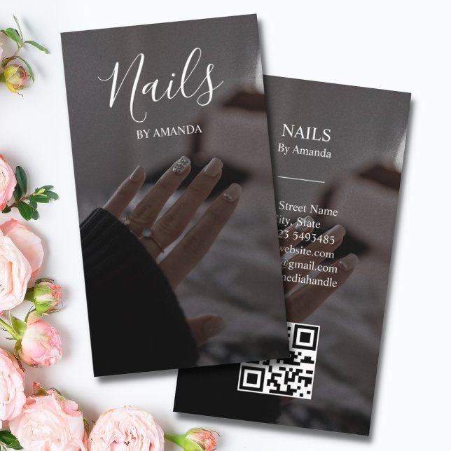 Luxury Chic Nagel Salon ManiURE QR Code Beauty Visitkort (Skapare uppladdad)