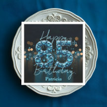 Luxury Chic Sapphire Blue and Black 85 Birthday