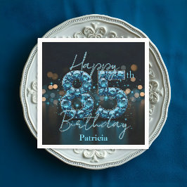 Luxury Chic Sapphire Blue and Black 85 Birthday Pappersservett