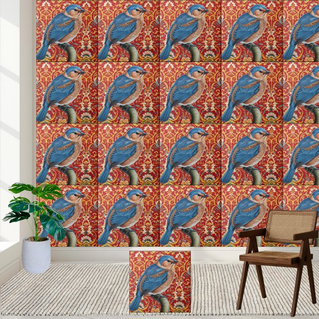 Luxury Chinoiserie Bird Tile Kakelplatta (Luxury Chinoiserie Bird Tile)