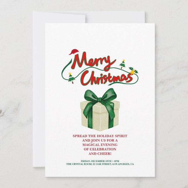 Luxury Christmas Party Invitation Tack Kort (Framsida)