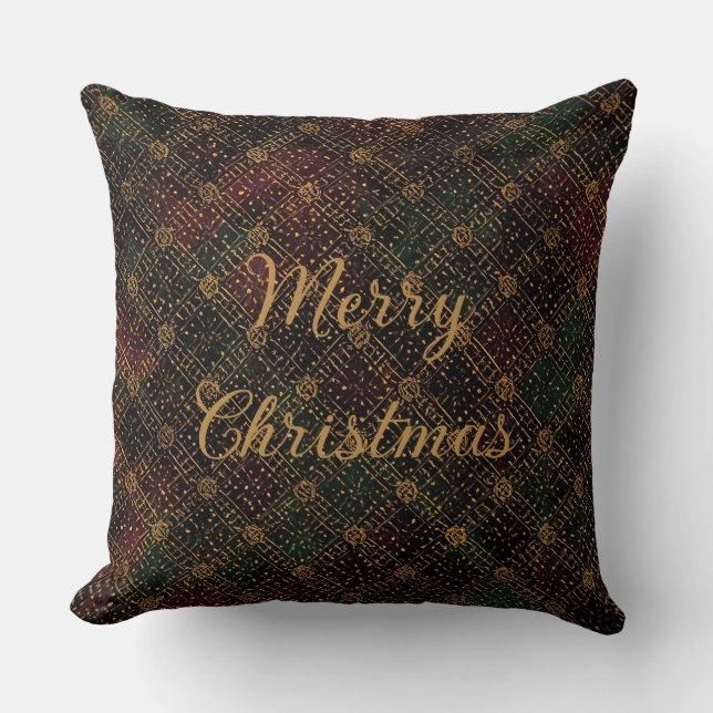 Luxury, Christmas Pattern, Gold Merry Christmas Kudde (Framsida)