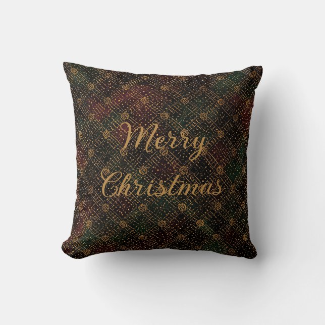 Luxury, Christmas Pattern, Gold Merry Christmas Kudde (Framsida)