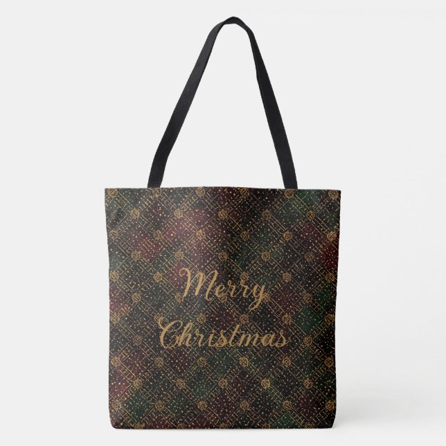 Luxury, Christmas Pattern, Gold Merry Christmas To Tygkasse (Framsida)