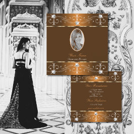 Luxury Cinnamon Brown Ornate Ornamate Ornaments wi Fyrkantigt Visitkort
