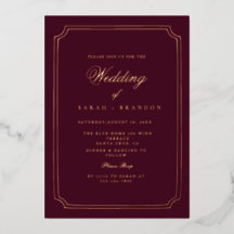 Luxury Classic Burgundy Gold Frame Wedding