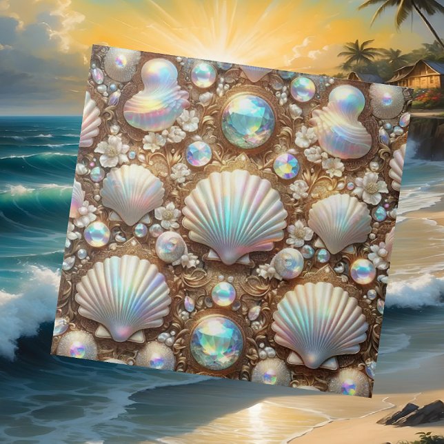 Luxury Coastal Decor | Diamonds and Seashells  Kakelplatta (Skapare uppladdad)