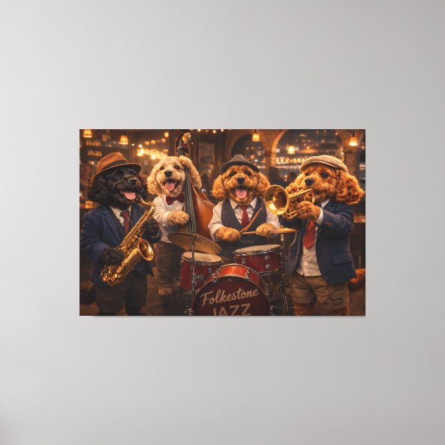 Luxury Cockapoo Jazz Band Wall Art Canvas Print (Framsida)