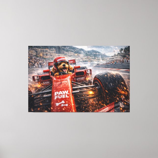 Luxury Cockapoo Racing Canvas – Cinematic Dog Art (Framsida)