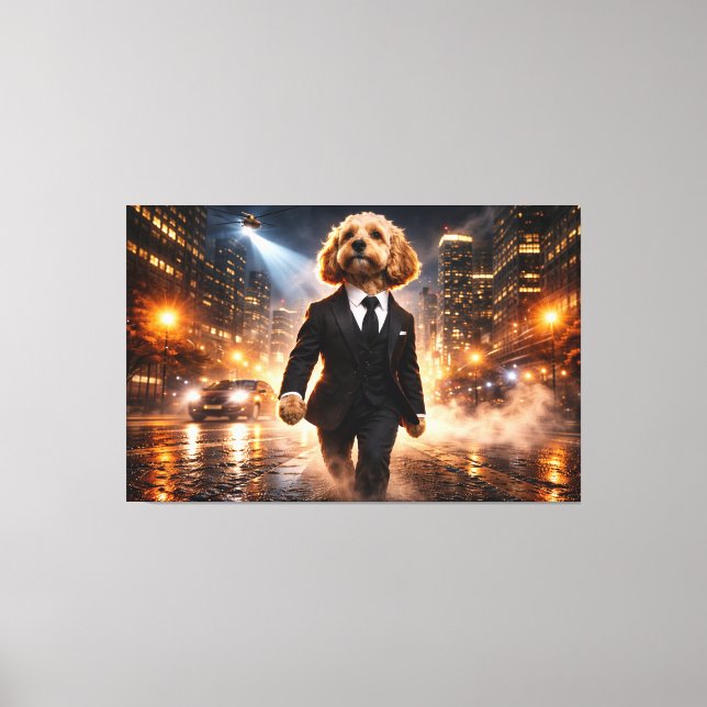 Luxury Cockapoo Wall Art – City Night Modern Canvastryck (Framsida)