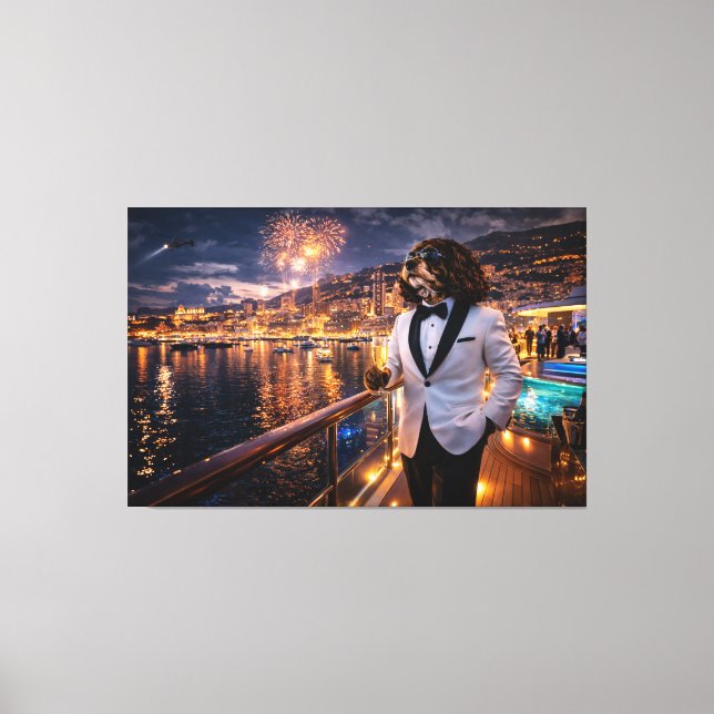 Luxury Cockapoo Wall Art – Monaco Nightlife Modern Canvastryck (Framsida)