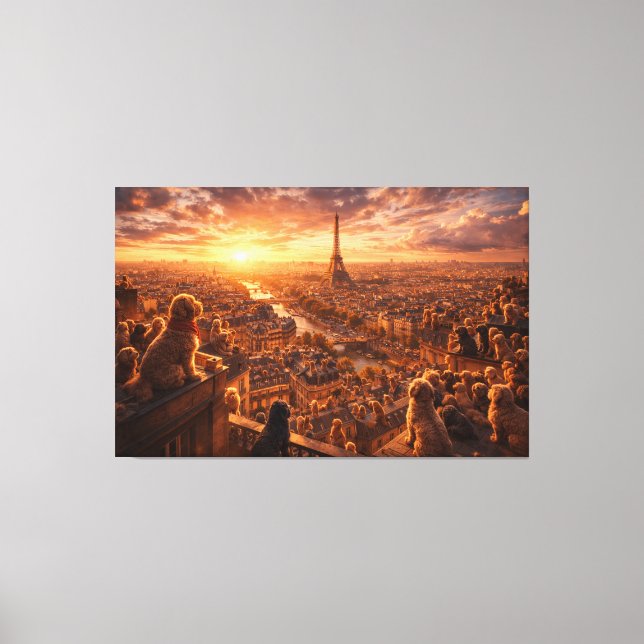 Luxury Cockapoo Wall Art – Paris Sunset Travel Dog Canvastryck (Framsida)