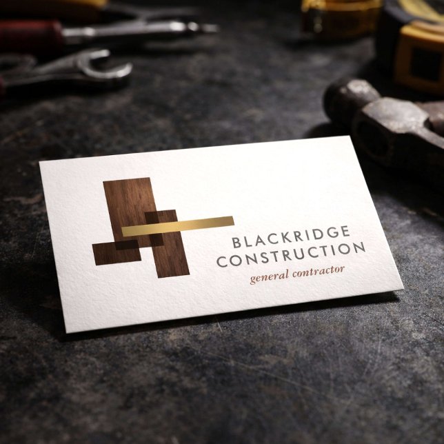 Luxury Contractor Construction Wood Logo Visitkort (Skapare uppladdad)