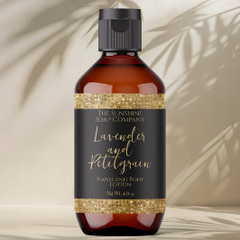 Luxury Cosmetics Label - Black & Guld Glitter Fraktsedel