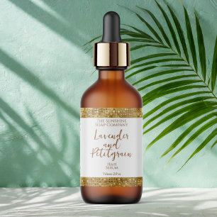 Luxury Cosmetics Label - White & Guld Glitter Fraktsedel