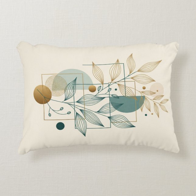 Luxury Cream & Guld Botanical Art Pillow Prydnadskudde (Framsidan)