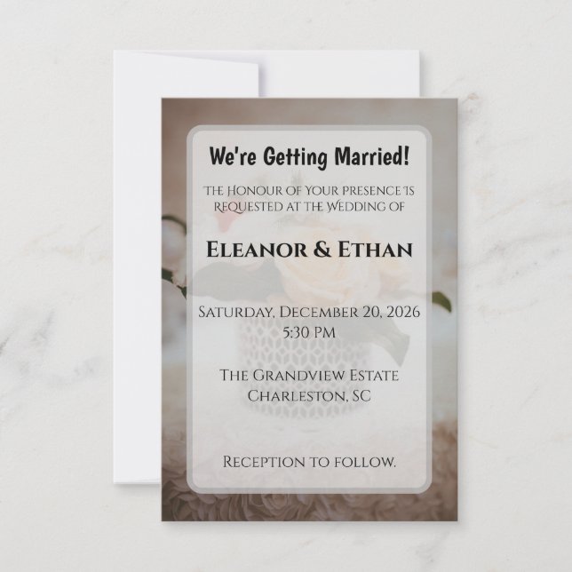 Luxury Cream Rose Geometric Vase Elegant Wedding  Inbjudningar (Framsida)