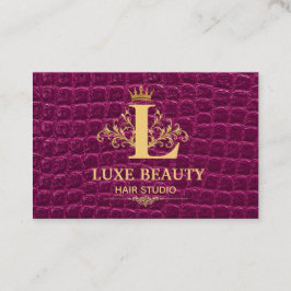 Luxury Crocodile Leather Elegant Gold Monogram Visitkort