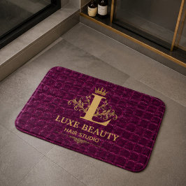 Luxury Crocodile Leather Monogram Gold Initial Badrumsmatta