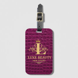 Luxury Crocodile Leather Monogram Gold Initial Bagagebricka