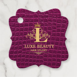 Luxury Crocodile Leather Monogram Gold Initial Gåvor Etiketter