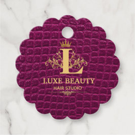 Luxury Crocodile Leather Monogram Gold Initial Gåvor Etiketter