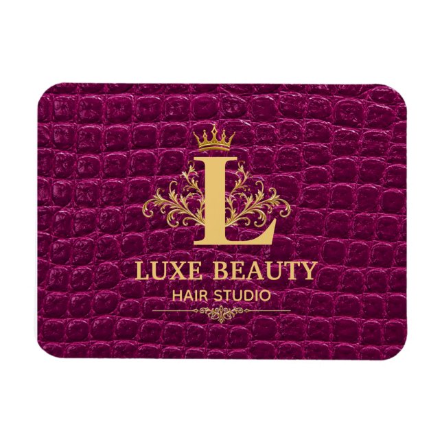 Luxury Crocodile Leather Monogram Gold Initial  Magnet (Horisontell)