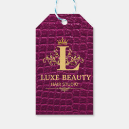 Luxury Crocodile Leather Monogram Gold Initial Presentetikett