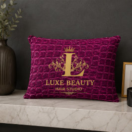 Luxury Crocodile Leather Monogram Gold Initial Prydnadskudde
