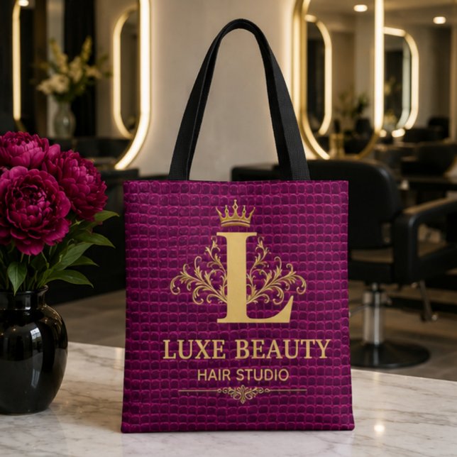 Luxury Crocodile Leather Monogram Gold Initial  Tygkasse (Skapare uppladdad)